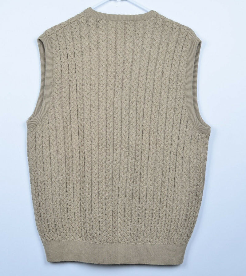 Bobby Jones Men's Sz Large Cable-Knit V-neck Tan Pullover Golf Sweater Vest NWT