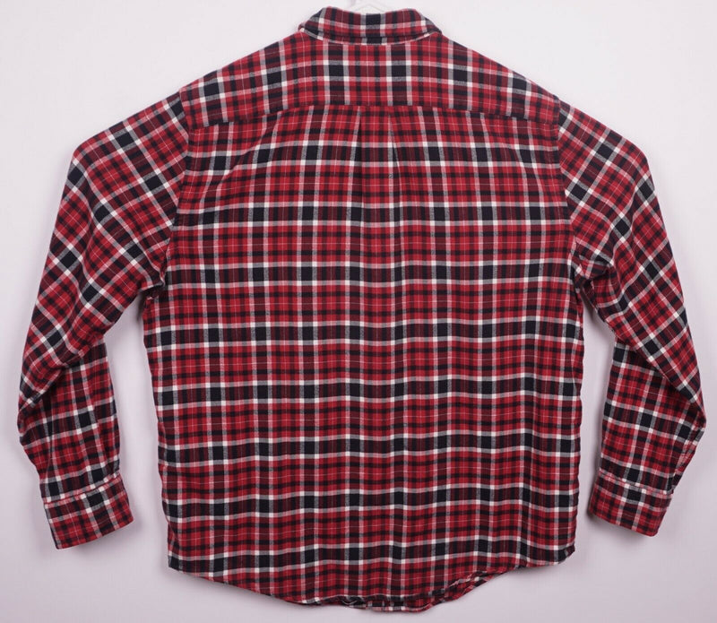 L.L. Bean Men's Large Flannel Red Plaid Cotton Silk Blend Button-Down Shirt
