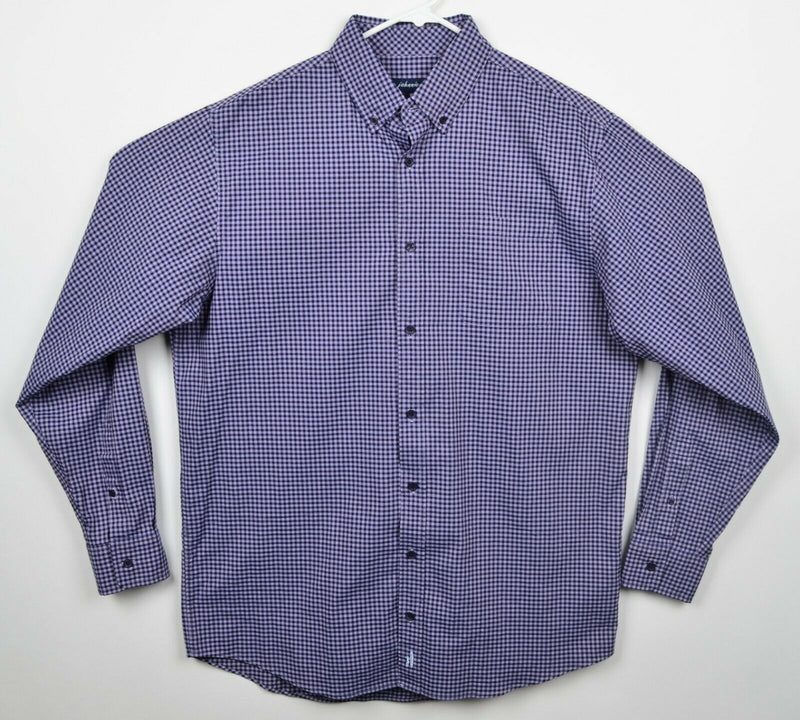 Johnnie-O Men's Sz XL Purple Black Gingham Check Plaid Button-Down Shirt
