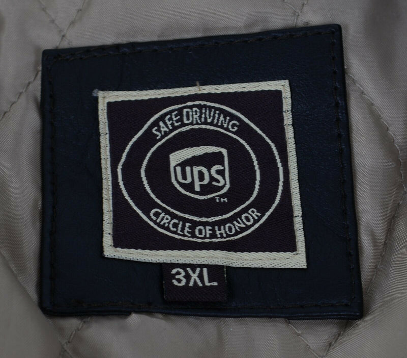 UPS United Parcel Service Men's 3XL Circled of Honor Black Leather Bomber Jacket