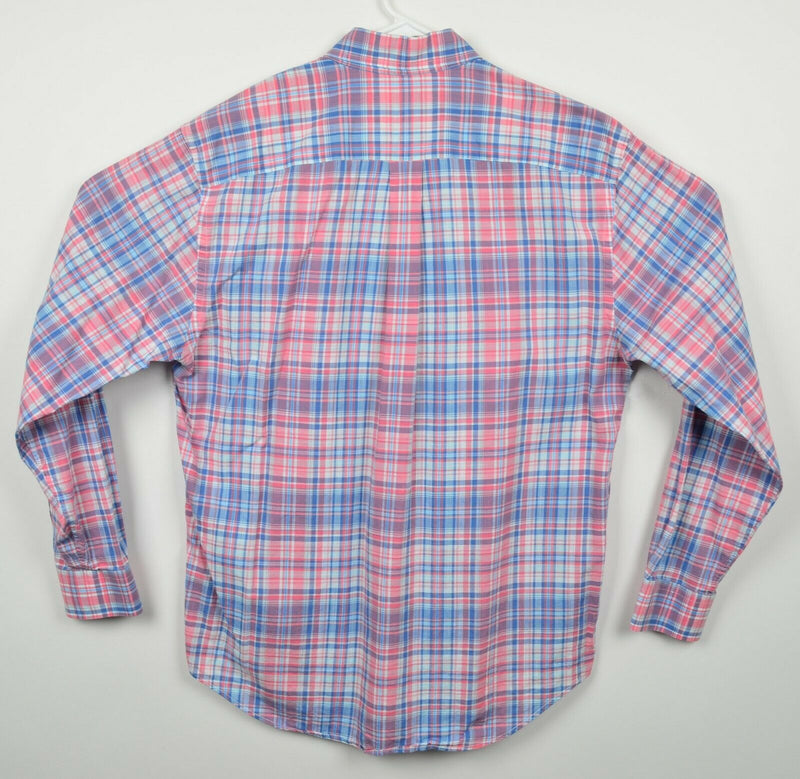 Vineyard Vines Men's Medium "Whale Shirt" Pink Blue Plaid Button-Down Shirt