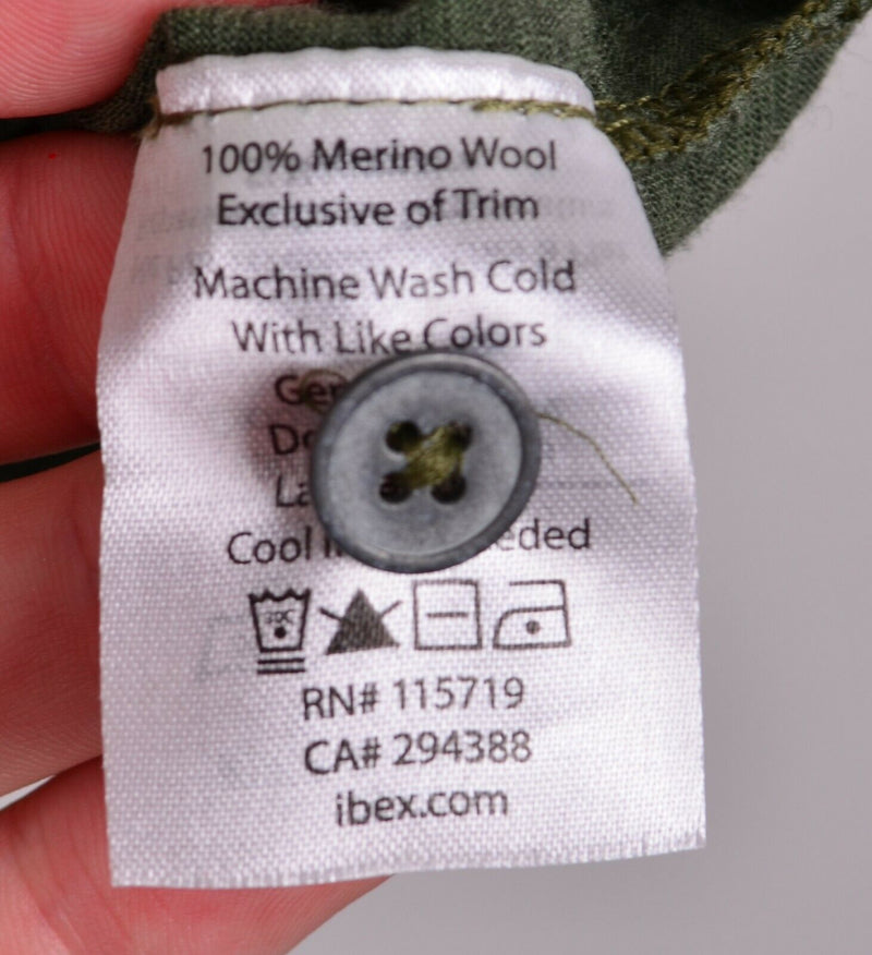 Ibex Merino Wool Men's Sz Medium Green Short Sleeve Button-Front Shirt