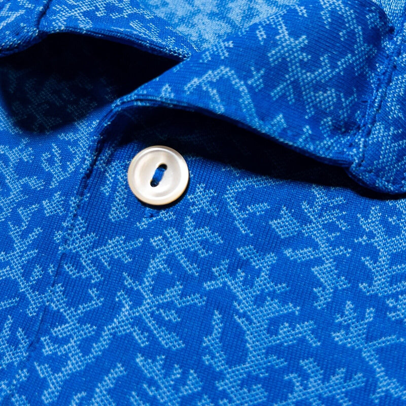 Peter Millar Summer Comfort Men's Fits XL Golf Shirt Blue Floral Pattern Wicking