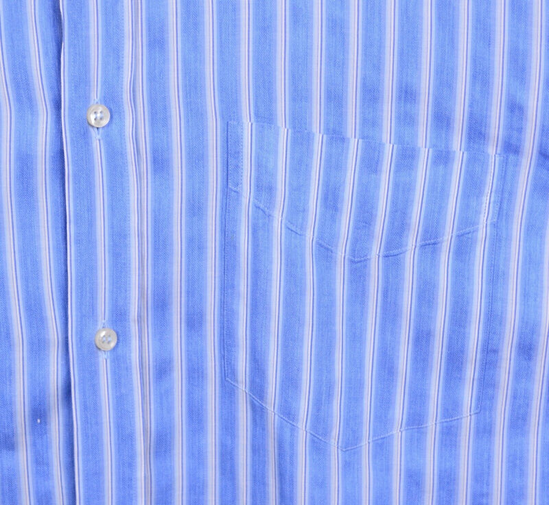Paul & Shark Yachting Men's Medium Linen Blend Blue Striped Long Sleeve Shirt