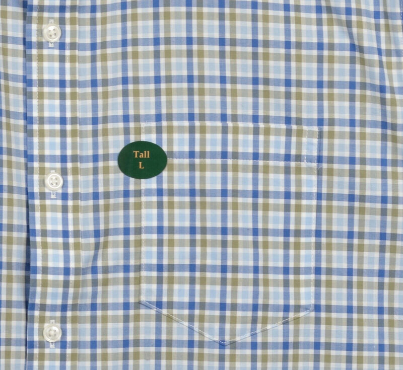 L.L. Bean Men's LT Large Tall Traditional Fit Blue Plaid Check Button-Down Shirt