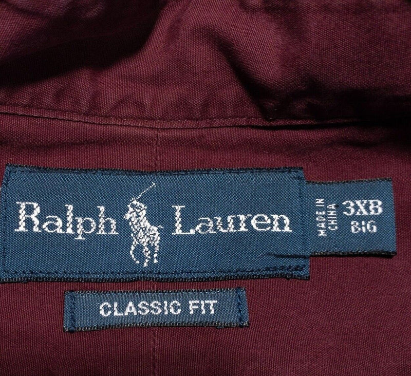 Polo Ralph Lauren 3XB Long Sleeve Men's Classic Fit Shirt Solid Red 3XL Big