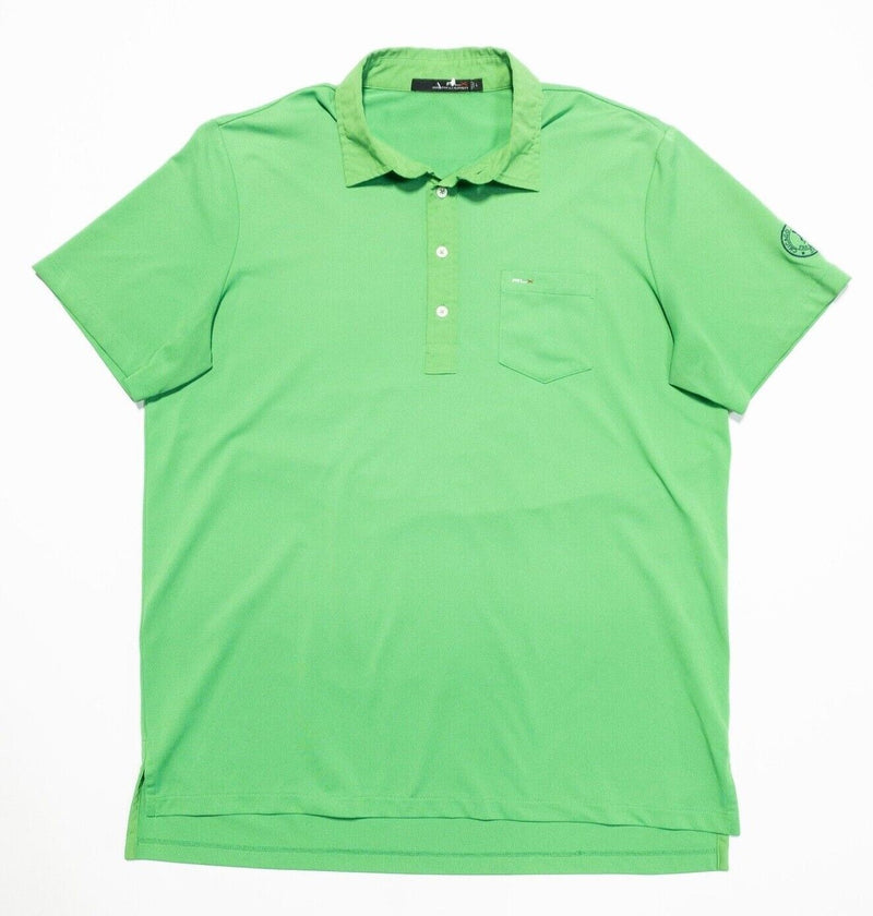 RLX Ralph Lauren Polo Golf Shirt Large Mens Green Pocket Wicking Stretch Chicago