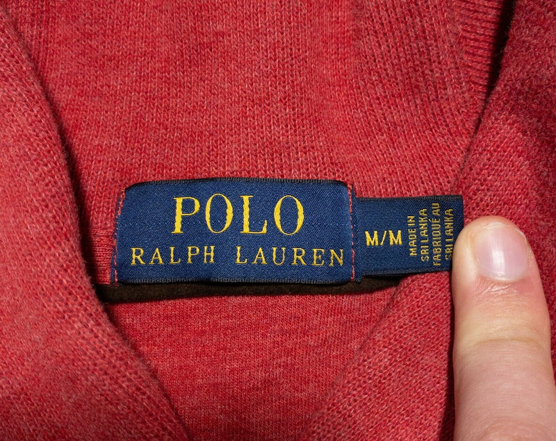 Polo Ralph Lauren Men's Medium Red/Pink Shawl Collar High Neck Fleece Sweater