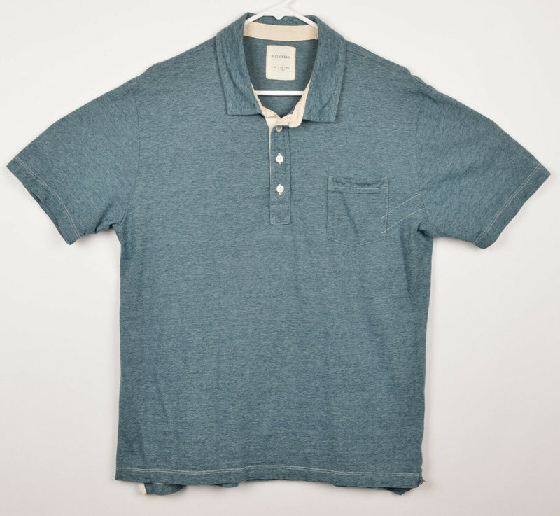 Billy Reid Men's Sz XL Blue Micro Striped Pocket Polo Shirt