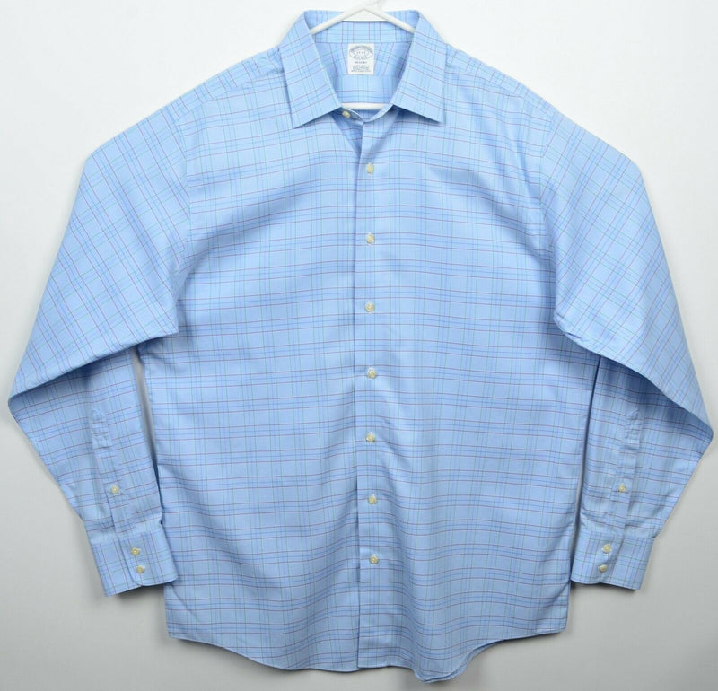 Brooks Brothers Men's 17-37 Blue Plaid Non-Iron Regent Dress Shirt