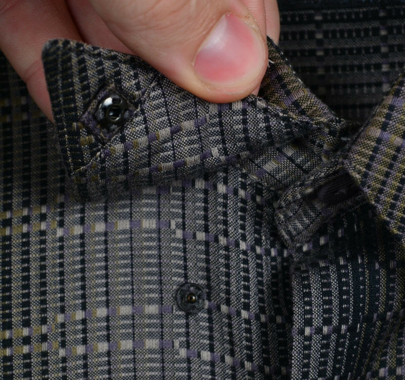 Jhane Barnes Men's Medium Rayon Blend Geometric Disco Party Button-Down Shirt