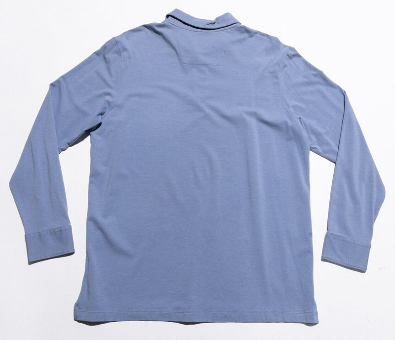 Mack Weldon Long Sleeve Polo Men's Large Blue Collared Cotton Blend Athleisure
