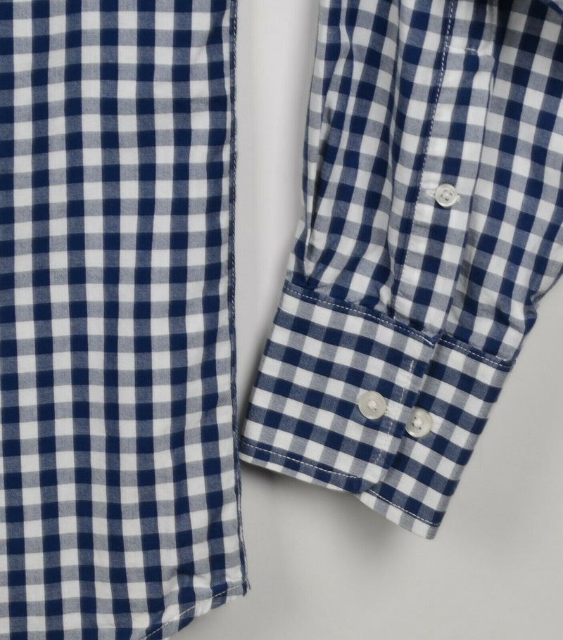 Bonobos Men's Sz Large Navy Blue Gingham Check Plaid Button-Down USA Made Shirt