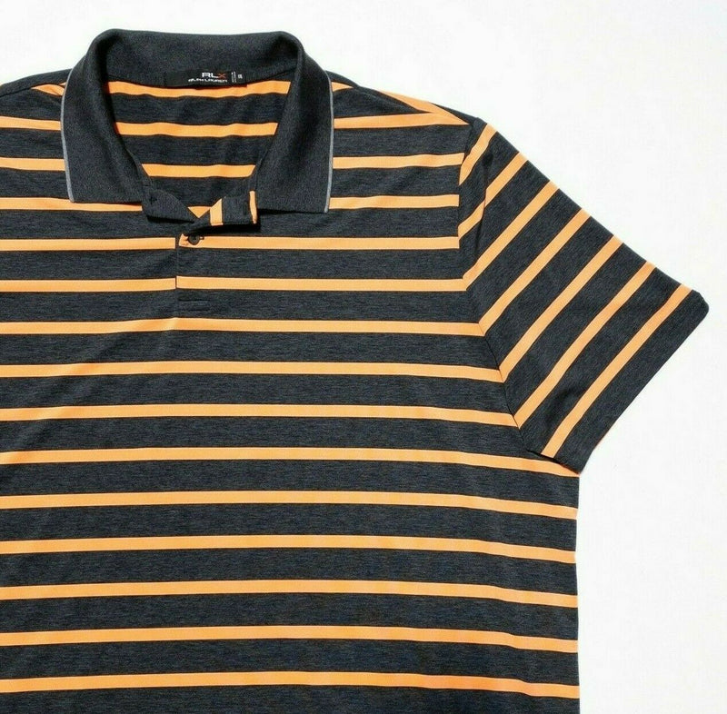 RLX Ralph Lauren Polo Shirt 2XL Men's Golf Wicking Stretch Orange Black Striped