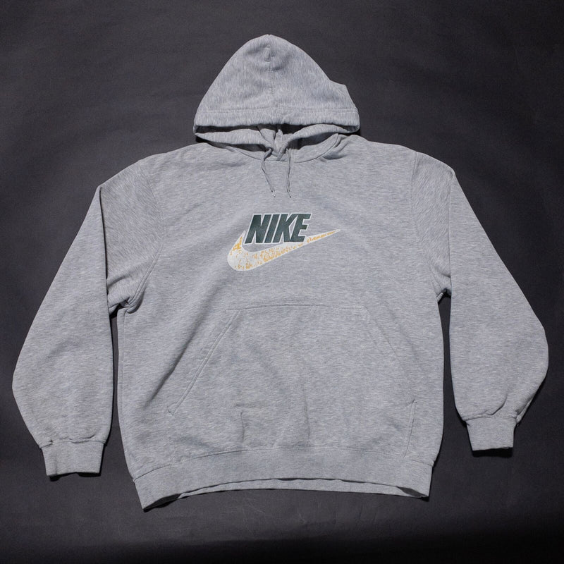 Vintage Nike Center Swoosh Hoodie Men's Large Pullover Sweatshirt Distressed Y2K