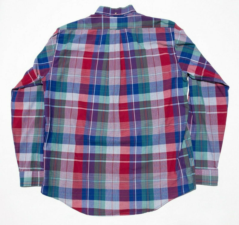 GANT Men's XLT Shirt Vintage 80s Foxhunt Plaid Colorful Long Sleeve Button-Down