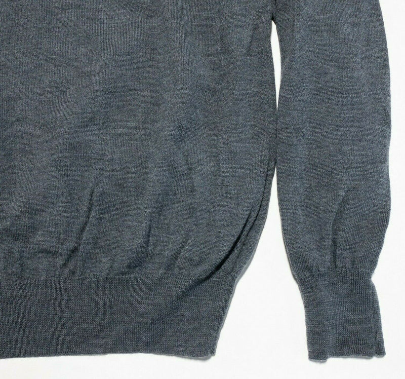 Peter Millar Men's 2XL 100% Merino Wool Gray 1/4 Zip Pullover Golf Sweater