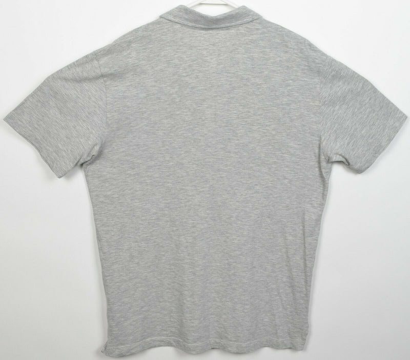 Billy Reid Men's 2XL Heather Gray Striped Cotton Poly Blend Pocket Polo Shirt