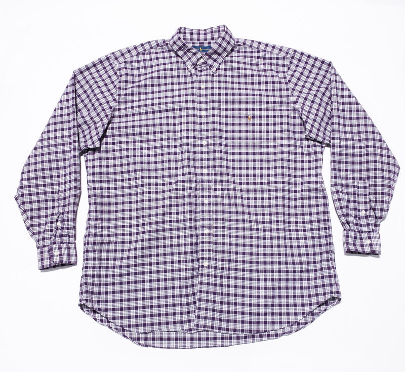 Polo Ralph Lauren 2XLT Tall Men's Shirt Purple Check Button-Down Long Sleeve