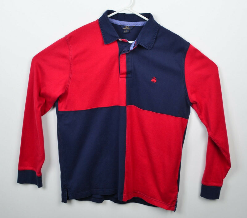 Brooks Brothers Men's XL Colorblock Red Navy Blue Sheep Logo Rugby Shirt
