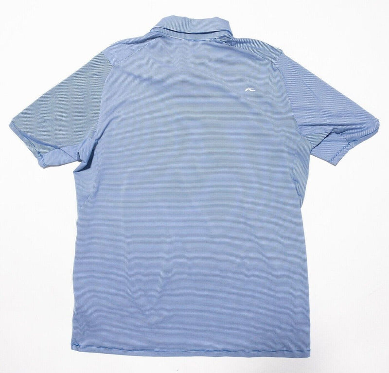 KJUS Men's Soren Stripe Polo Medium Golf Shirt Blue Striped UPF 50+ Stretch