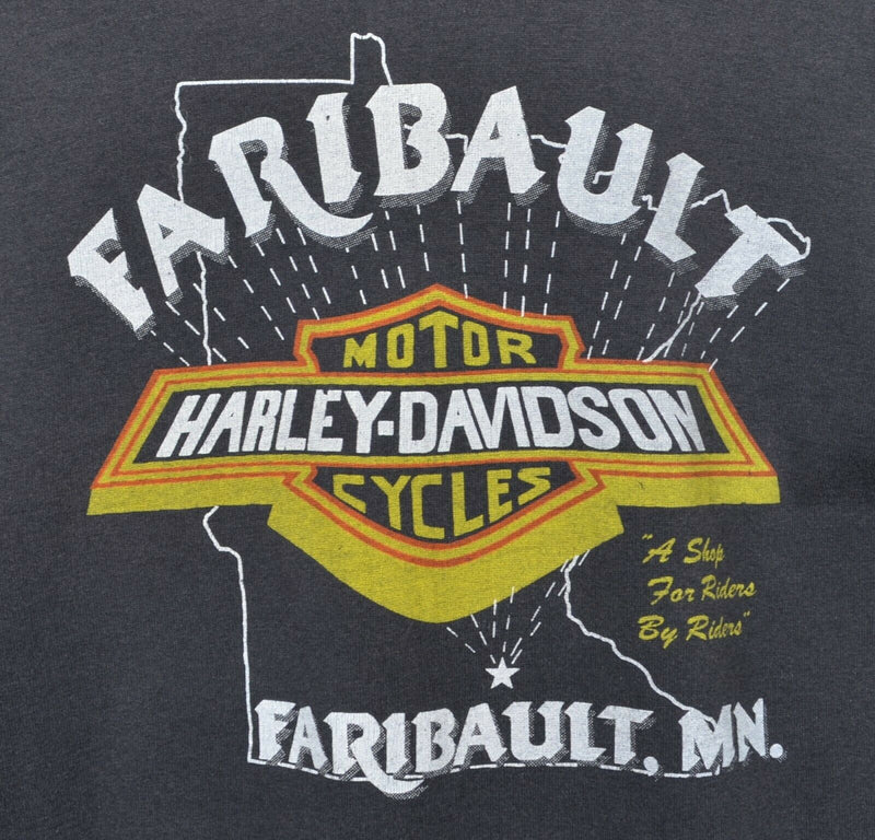Vtg 1986 Harley-Davidson Men's Sz Large Born in USA Flag Henley Collar T-Shirt