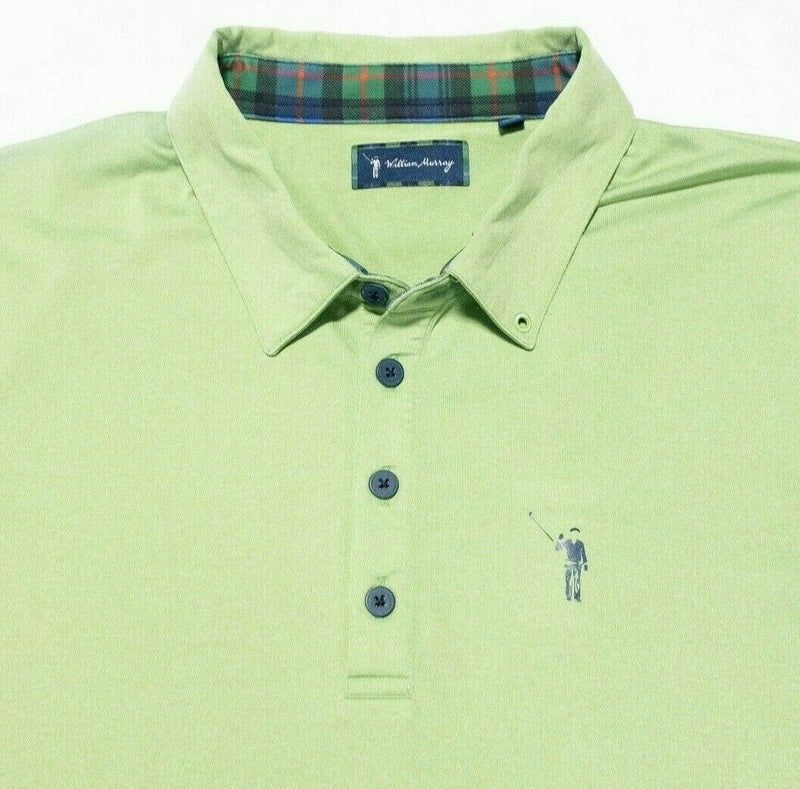 William Murray Golf Polo Large Men's Light Green Tartan Accent Wicking Stretch
