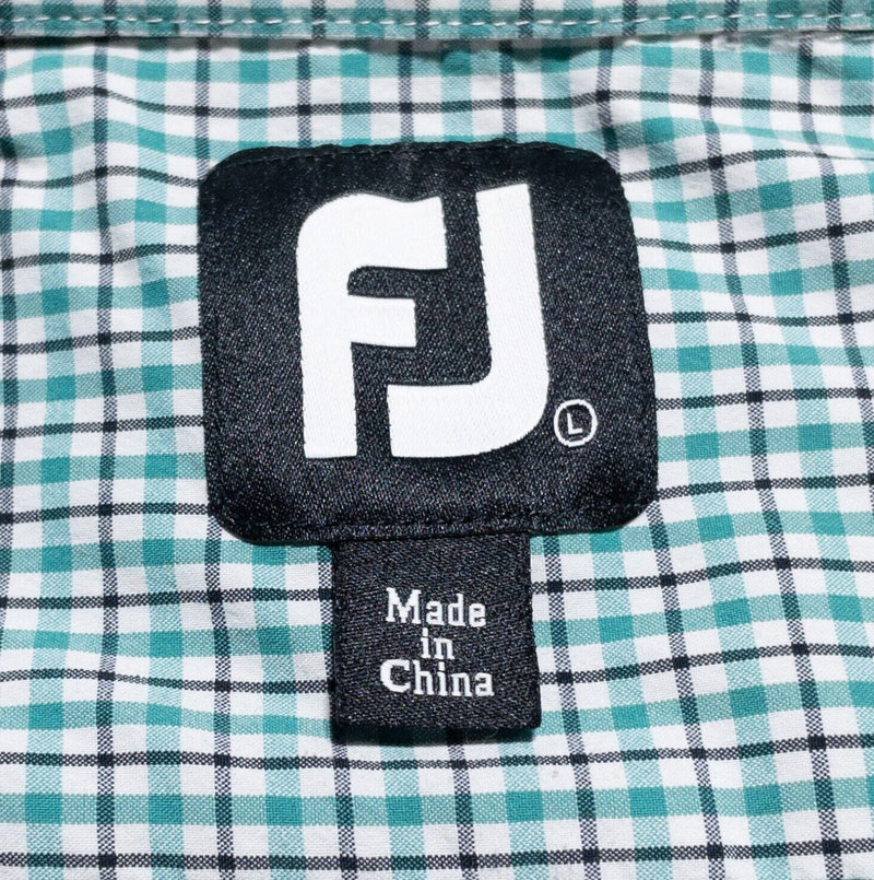 FootJoy Shirt Men's Large Long Sleeve Button-Down Green Plaid Check Wicking