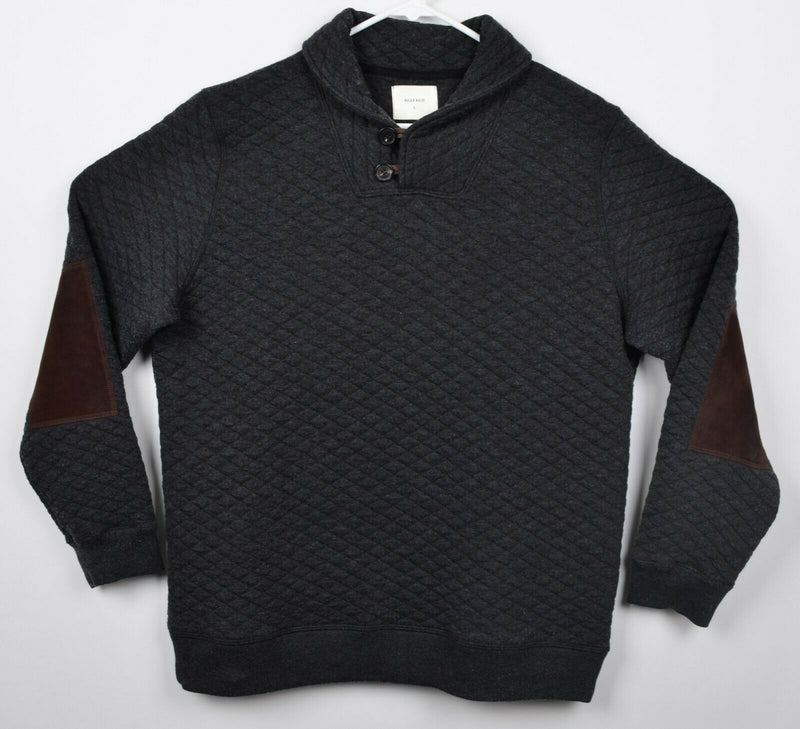 Billy Reid Men's Sz Large Diamond Quilt Shawl Collar Quarter Button Sweater