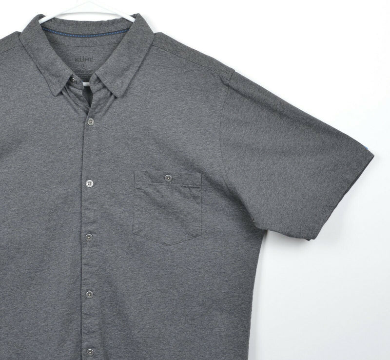 Kuhl Men's Large WildFibre Heather Gray Hiking Organic Cotton Button-Front Shirt