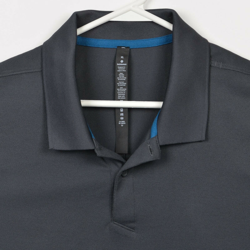 Lululemon Men's XL Tech Pique Polo Solid Gray Short Sleeve Athleisure Shirt