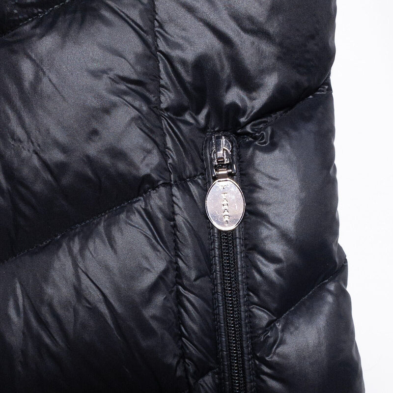 T Tahari Puffer Coat Women's XS Long Down Fill Hooded Faux Fur Trim Zip Black