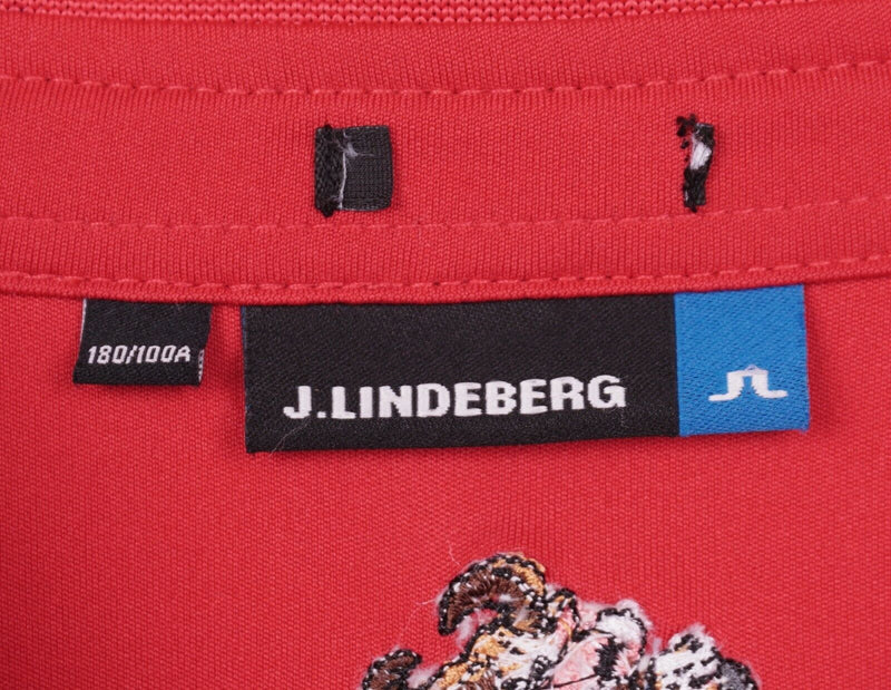 J. Lindeberg Men's Sz Large? Red Embroidered Bull Short Sleeve Golf Polo Shirt
