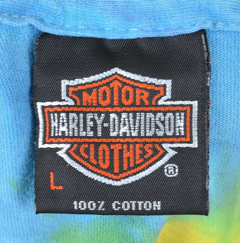 Vintage 90s Harley-Davidson Men's Large Tie Dye Colorful Single Stitch T-Shirt