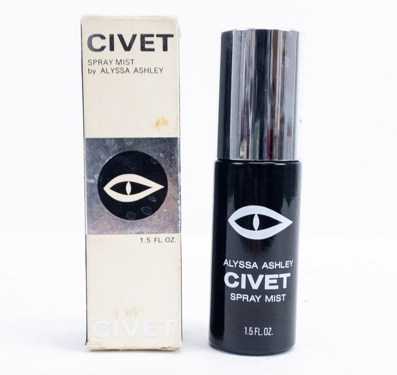 Civet Spray Mist by Alyssa Ashley 1.5 Oz Box 75% Fragrance Vintage Eye Black