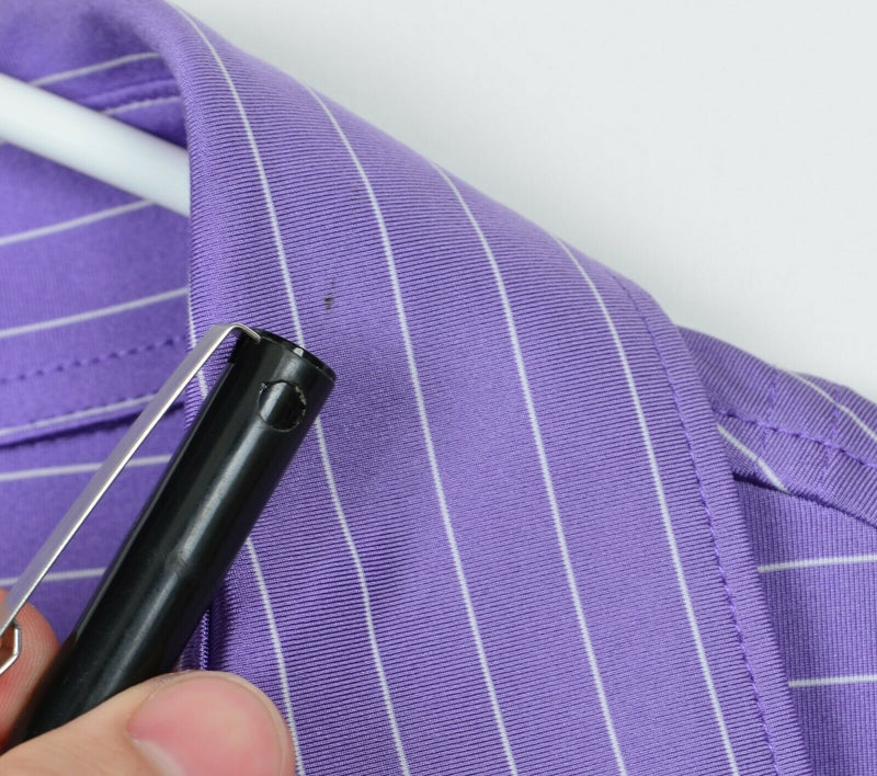 FootJoy Men's Sz XL Purple Striped FJ Performance Golf Polo Shirt DAMAGED