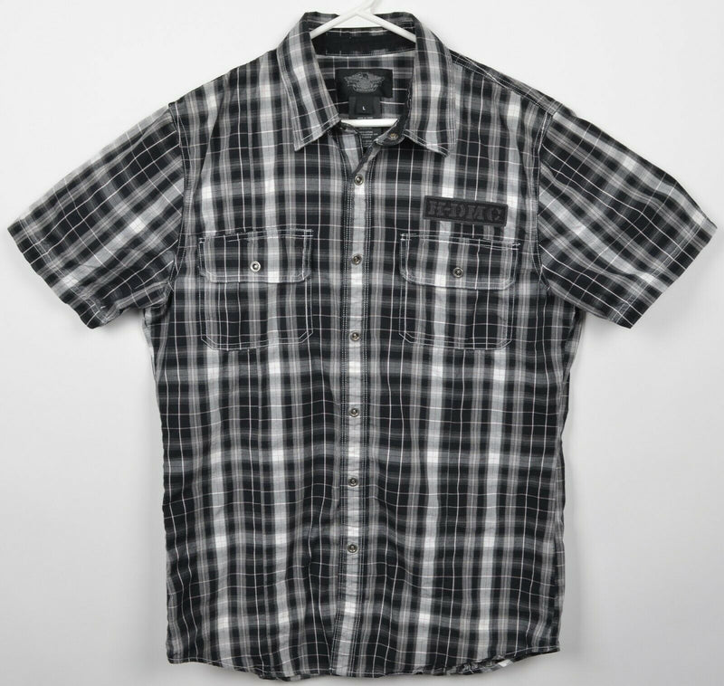 Harley-Davidson Men's Large Snap-Front Black Plaid