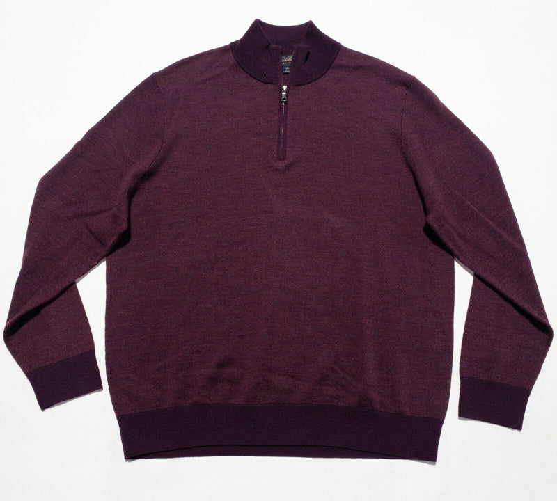 Brooks Brothers Men's XL 100% Merino Wool Magenta Purple 1/4 Zip Knit Sweater