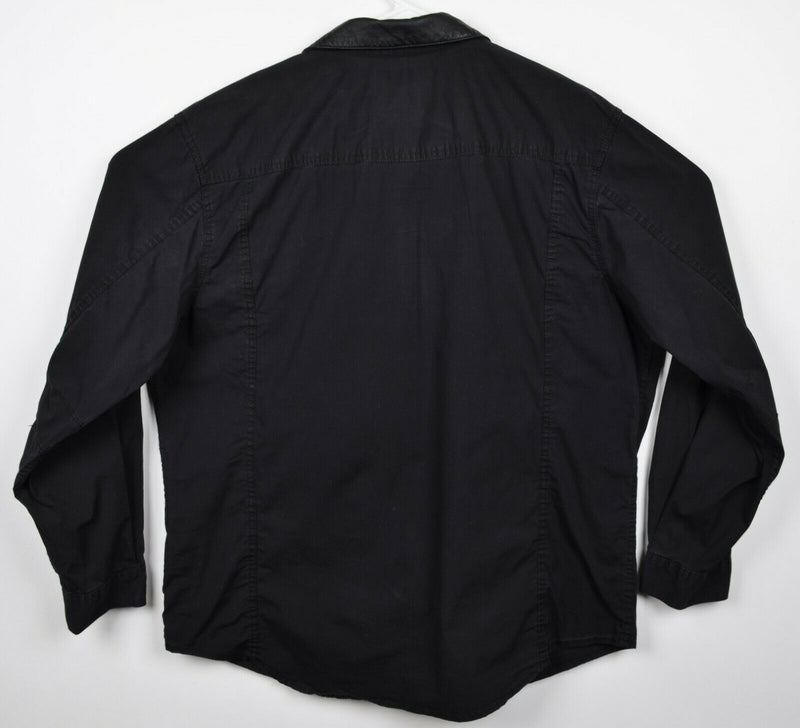 Harley-Davidson Men's 2XL Black Leather Collar Garage Mechanic Biker Shirt