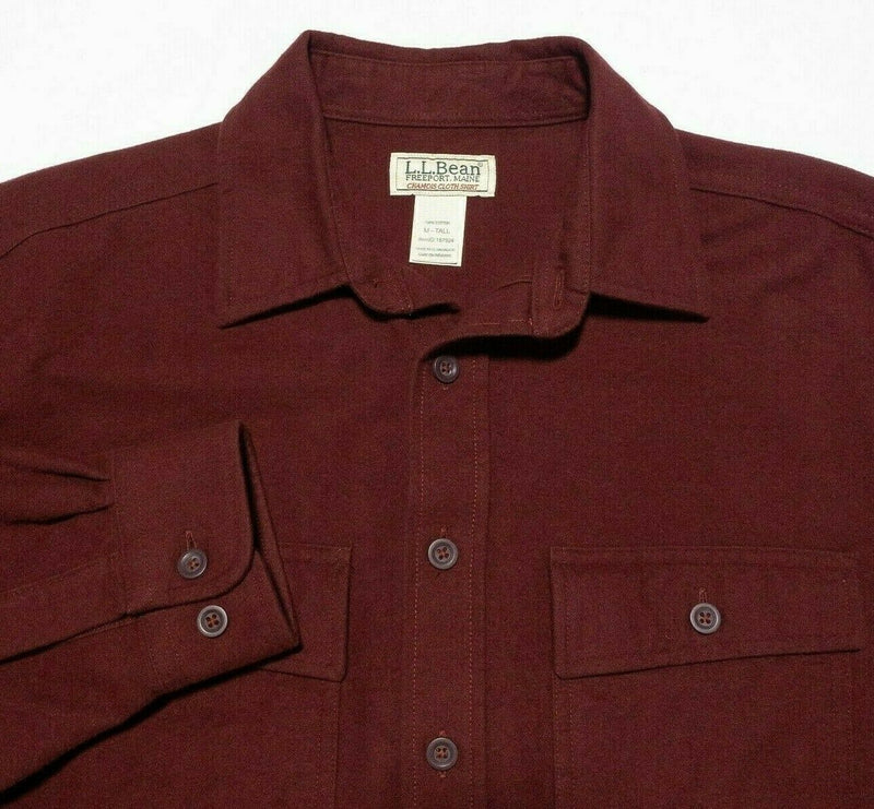 L.L. Bean Chamois Cloth Shirt Heavy Flannel Burgundy Red Men's Medium Tall