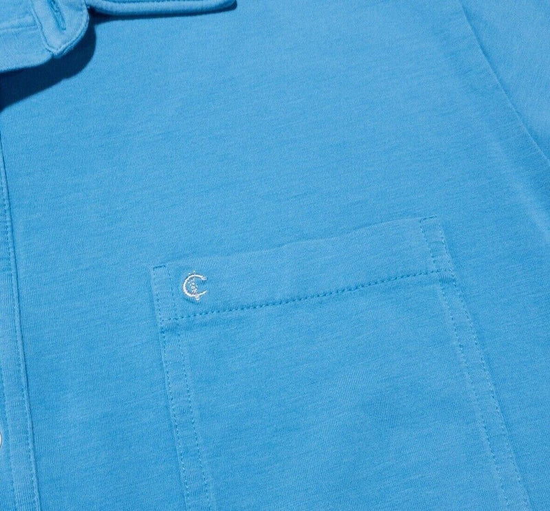 Criquet Polo Medium Mens Shirt Pocket Logo Solid Blue Casual Golf Cotton Spandex