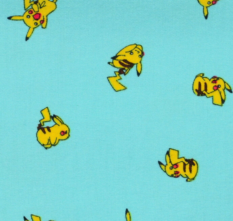 Pokemon Men's Sz Large Pikachu Patterned Teal Hawaiian Aloha Rayon Blend Shirt