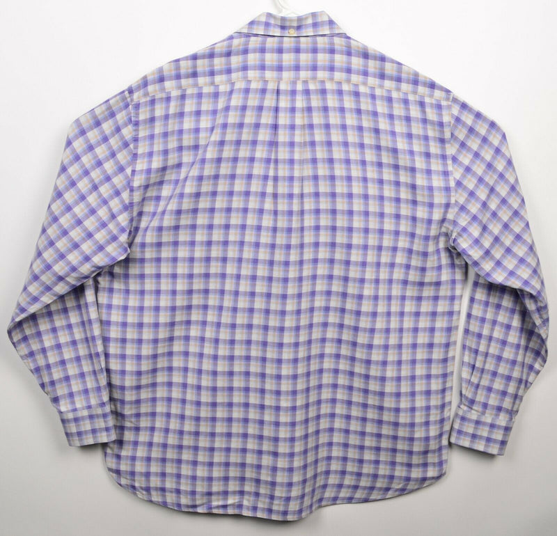 Canali Sportswear Men's XL Purple Plaid Made in Italy Button-Down Shirt