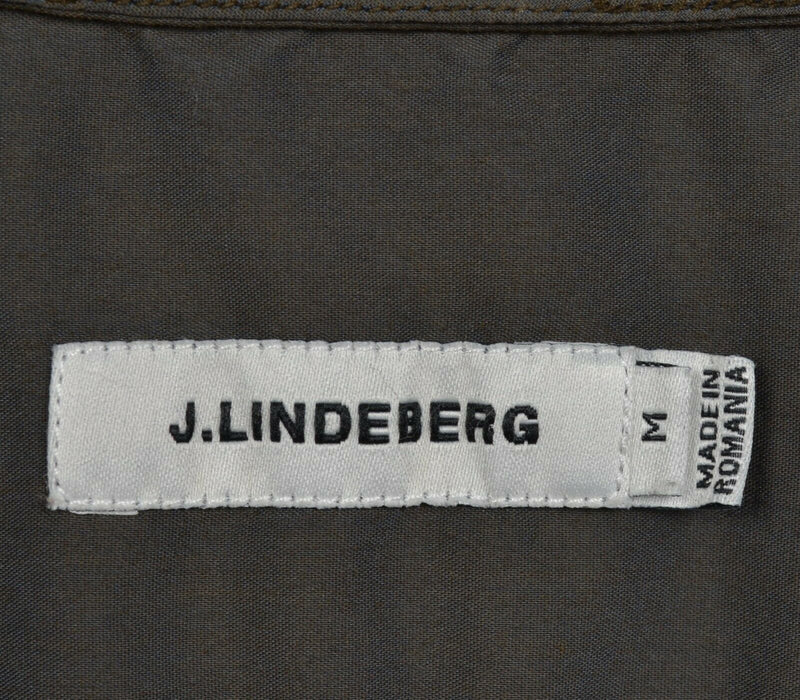 J. Lindeberg Men's Medium Dark Gray Short Sleeve Casual Button-Front Shirt