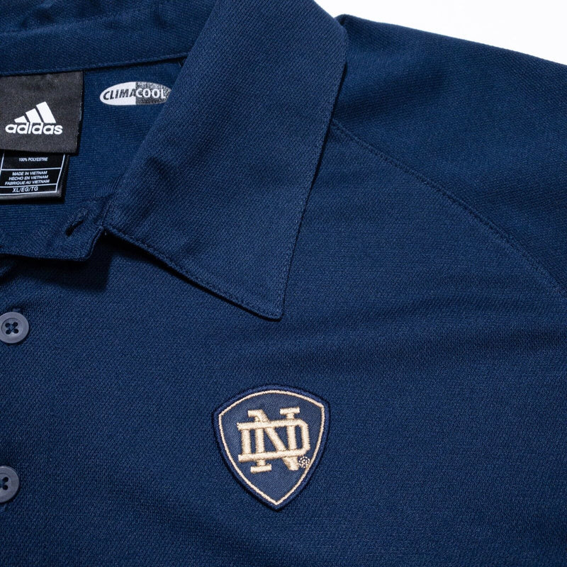 Notre Dame Team Issued Adidas Polo XL Men's ClimaCool Navy Blue Fightin' Irish