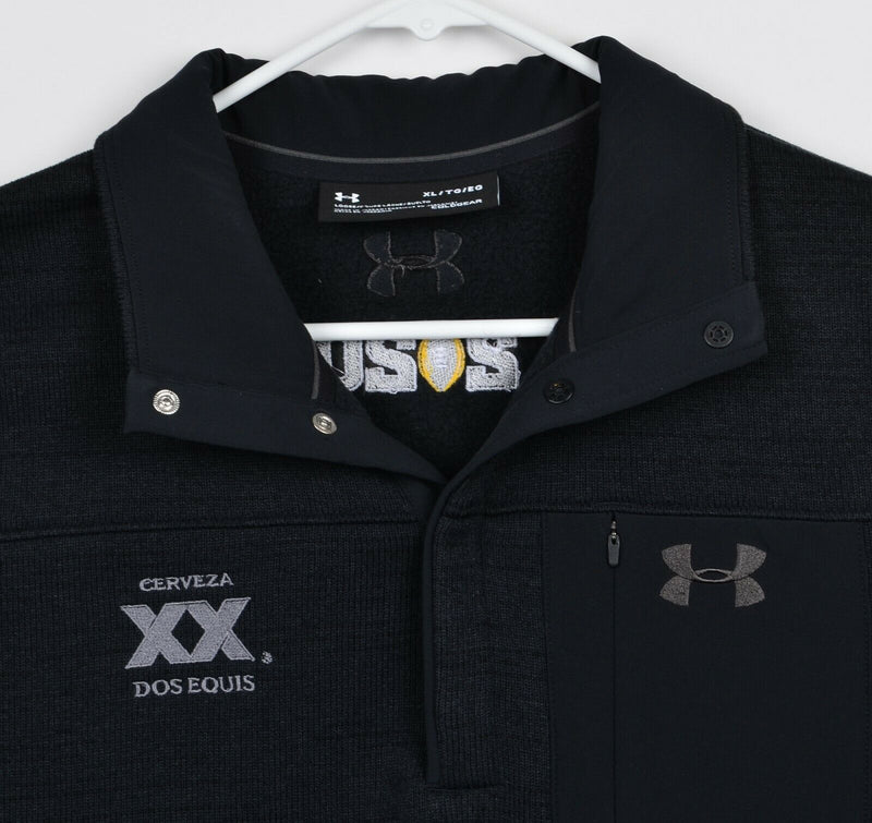 Under Armour Men's XL ColdGear Henley Snap Black Dos Equis CFP Sweater Jacket