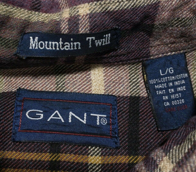 GANT Flannel Men's Large Mountain Twill Shirt Green Purple Beige Plaid