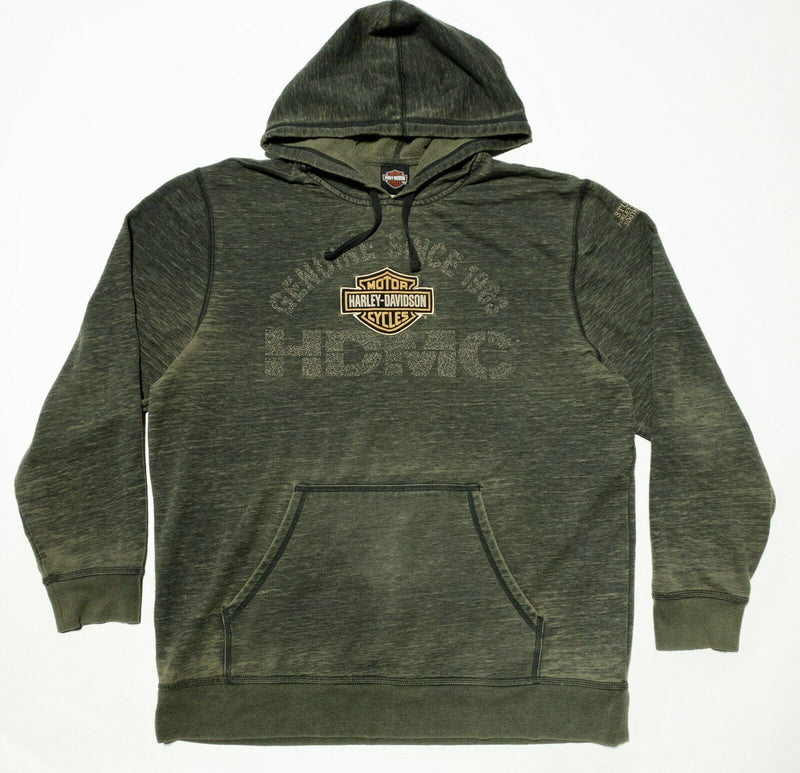 Harley-Davidson HDMC Hoodie Sweatshirt Green Distressed Sturgis Men's XL