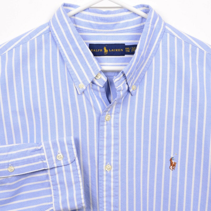 Polo Ralph Lauren Men's 2XL Blue White Striped Pony Oxford Button-Down Shirt