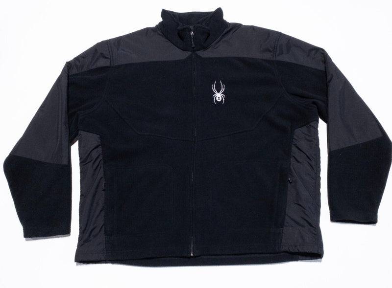 Spyder Jacket Men's Fits XL Black Fleece Hybrid Full Zip Outdoor Casual